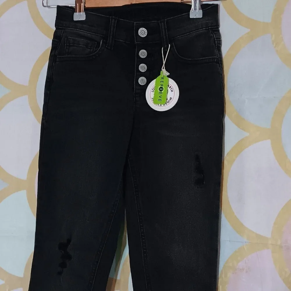 Justice Brand Fashion Jeans Size 10 Girls Washed Black‎ Fringe Hem NWT